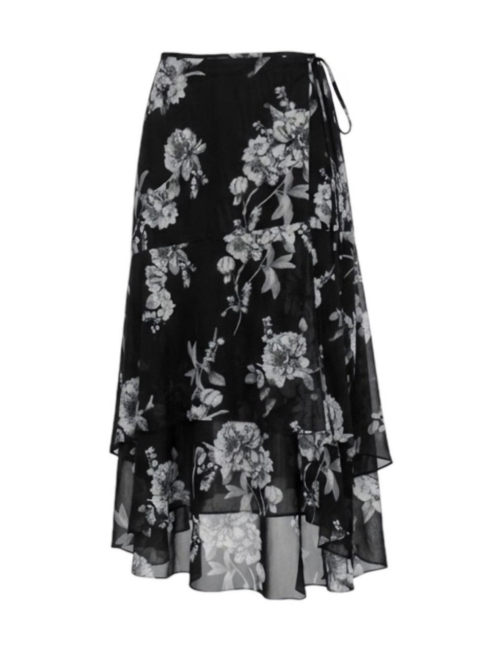 White House Black Market Floral Sheer Wrap Skirt size 10